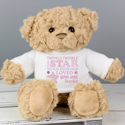 Personalised Twinkle Girls Teddy Bear Plush Everything Personal