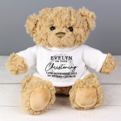 Personalised 'On your Christening' Teddy Bear Plush Everything Personal