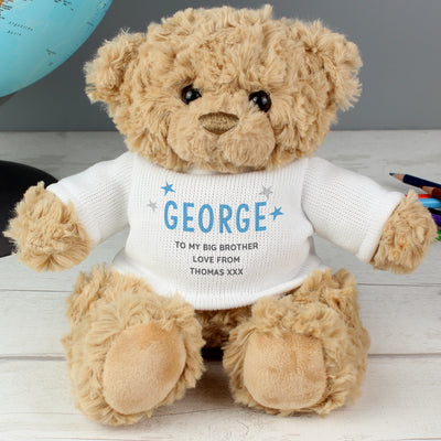 Personalised Blue Name & Message Teddy Bear Plush Everything Personal