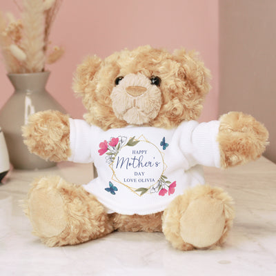 Personalised Geometric Floral Teddy Bear Plush Everything Personal