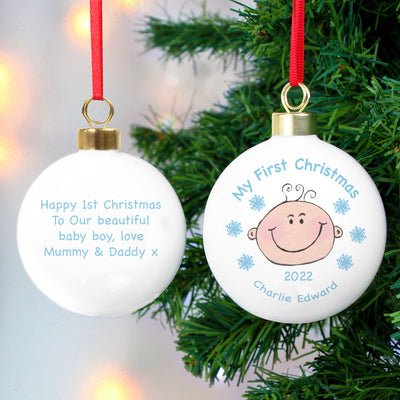 Personalised Baby Boy My First Christmas Bauble Christmas Decorations Everything Personal
