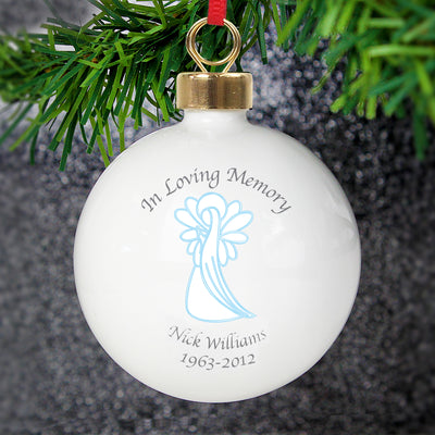 Personalised In Loving Memory Blue Angel Bauble Christmas Decorations Everything Personal
