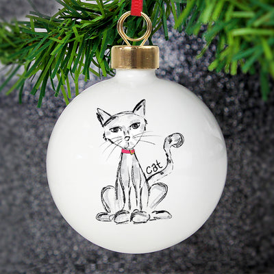 Personalised Cat Bauble Christmas Decorations Everything Personal