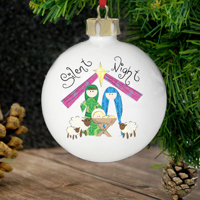 Personalised Nativity Silent Night Bauble Christmas Decorations Everything Personal