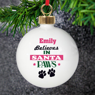 Personalised Santa Paws Bauble Christmas Decorations Everything Personal