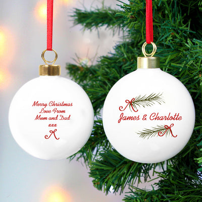 Personalised Seasonal Sprig Bauble Christmas Decorations Everything Personal