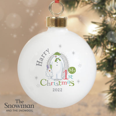 Personalised The Snowman and the Snowdog My 1st Christmas Bauble Christmas Decorations Everything Personal