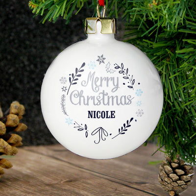 Personalised Christmas Frost Bauble Christmas Decorations Everything Personal