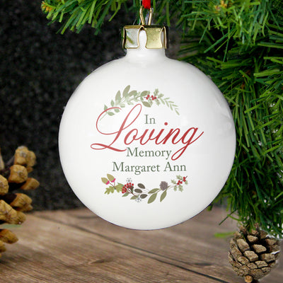 Personalised In Loving Memory Wreath Bauble Christmas Decorations Everything Personal