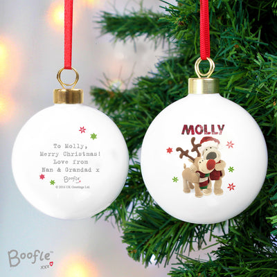 Personalised Boofle Christmas Reindeer Bauble Christmas Decorations Everything Personal