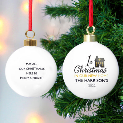 Personalised 1st Christmas in Our New Home Bauble Christmas Decorations Everything Personal