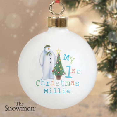 Personalised The Snowman My 1st Christmas Bauble Christmas Decorations Everything Personal