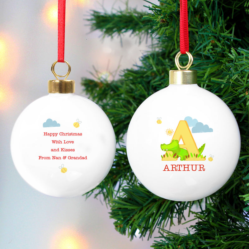 Personalised Animal Alphabet Bauble Christmas Decorations Everything Personal
