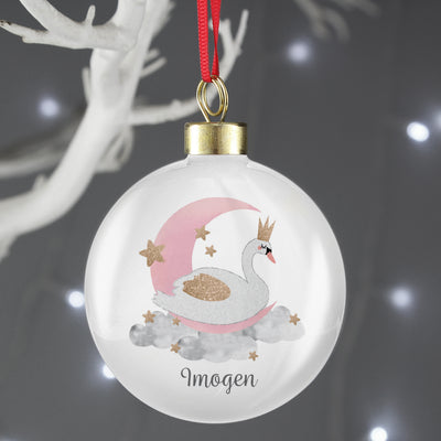 Personalised Swan Lake Bauble Christmas Decorations Everything Personal