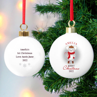 Personalised '1st Christmas' Mouse Bauble Hanging Decorations & Signs Everything Personal