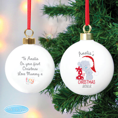 Personalised Tiny Tatty Teddy 'My 1st Christmas' Bauble Licensed Products Everything Personal