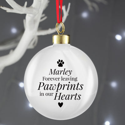 Personalised Pawprints Memorial Bauble Christmas Decorations Everything Personal