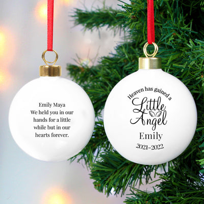 Personalised Little Angel Memorial Bauble Christmas Decorations Everything Personal