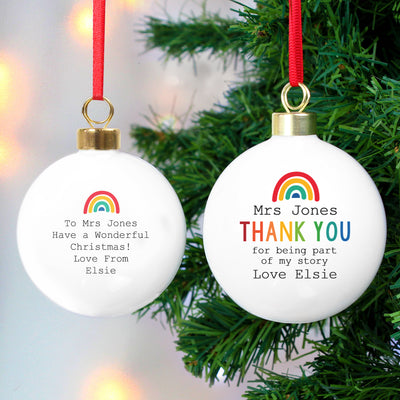 Personalised Rainbow Thank You Bauble Christmas Decorations Everything Personal