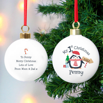 Personalised My 1st Christmas Penguin Bauble Christmas Decorations Everything Personal