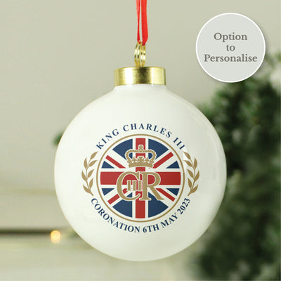 His Majesty King Charles III Union Jack Coronation Commemorative Bauble Christmas Decorations Everything Personal