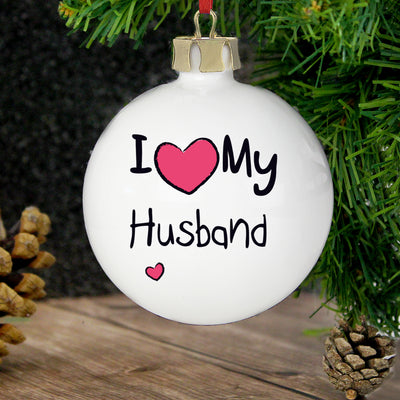 Personalised I Heart Bauble Christmas Decorations Everything Personal