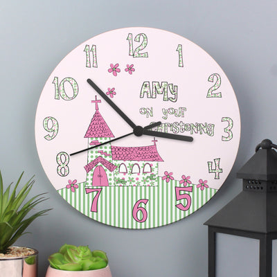 Personalised Whimsical Church Christening Clock Clocks & Watches Everything Personal