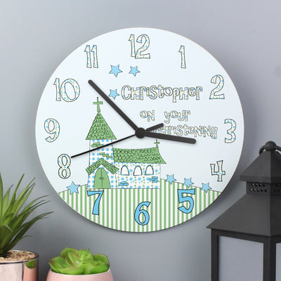 Personalised Church Boys Christening Clock Clocks & Watches Everything Personal