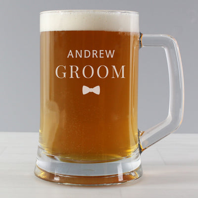 Personalised Groom Pint Stern Tankard Glasses & Barware Everything Personal