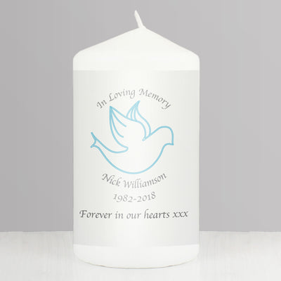 Personalised In Loving Memory Blue Pillar Candle Candles & Reed Diffusers Everything Personal