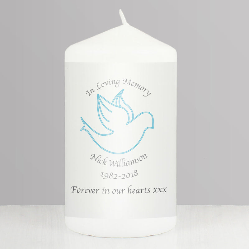 Personalised In Loving Memory Blue Pillar Candle Candles & Reed Diffusers Everything Personal