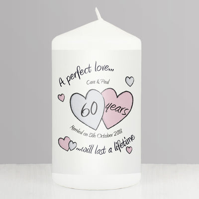 Personalised A Perfect Love Diamond Anniversary Pillar Candle Candles & Reed Diffusers Everything Personal