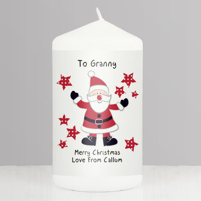 Personalised Spotty Santa Pillar Candle Candles & Reed Diffusers Everything Personal