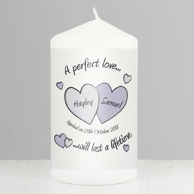Personalised A Perfect Love Wedding Pillar Candle Candles & Reed Diffusers Everything Personal
