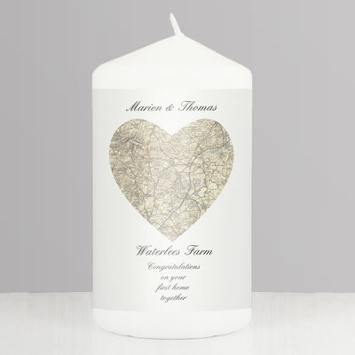Personalised 1896 - 1904 Revised New Heart Map Pillar Candle Candles & Reed Diffusers Everything Personal