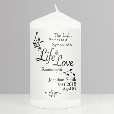Personalised Life & Love Pillar Candle Candles & Reed Diffusers Everything Personal