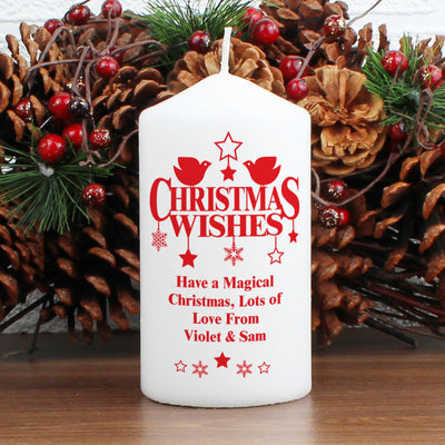 Personalised Christmas Wishes Pillar Candle Candles & Reed Diffusers Everything Personal