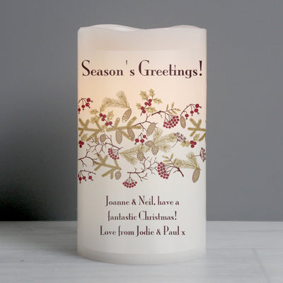 Personalised Christmas Floral LED Candle LED Lights, Candles & Decorations Everything Personal