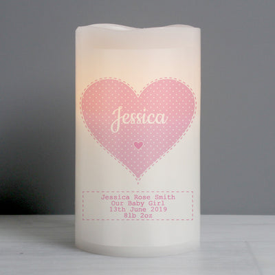 Personalised Stitch & Dot Baby Girl Night Light LED Candle LED Lights, Candles & Decorations Everything Personal