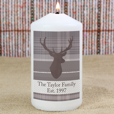 Personalised Highland Stag Pillar Candle Candles & Reed Diffusers Everything Personal