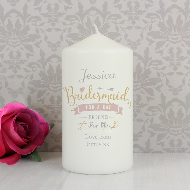 Personalised I Am Glad... Bridesmaid Pillar Candle Candles & Reed Diffusers Everything Personal