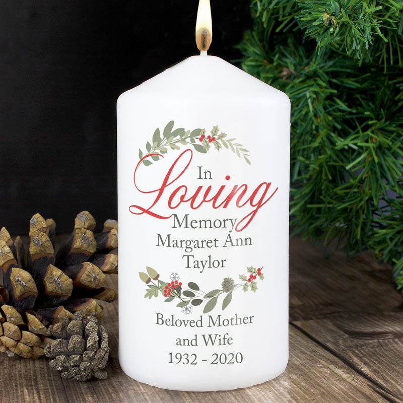 Personalised In Loving Memory Wreath Pillar Candle Candles & Reed Diffusers Everything Personal