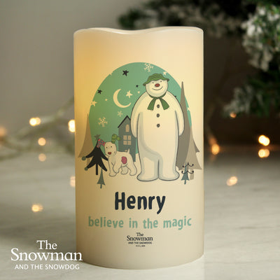 Personalised The Snowman and the Snowdog LED Candle Licensed Products Everything Personal