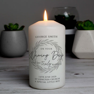 Personalised Truly Blessed Naming Day Pillar Candle Candles & Reed Diffusers Everything Personal