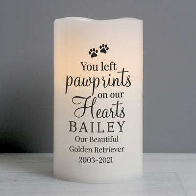 Personalised Pawprints On Our Hearts LED Candle Candles & Reed Diffusers Everything Personal