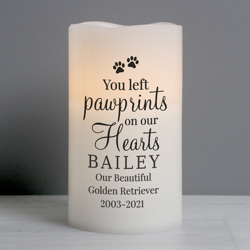 Personalised Pawprints On Our Hearts LED Candle Candles & Reed Diffusers Everything Personal