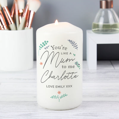 Personalised You're Like A Mum To Me Pillar Candle Candles & Reed Diffusers Everything Personal