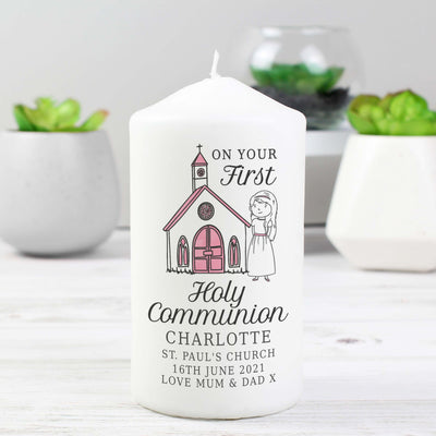 Personalised Girls First Holy Communion Pillar Candle Candles & Reed Diffusers Everything Personal