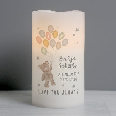 Personalised Teddy & Balloons Nightlight LED Candle Candles & Reed Diffusers Everything Personal