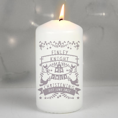 Personalised Grey Papercut Style Pillar Candle Candles & Reed Diffusers Everything Personal